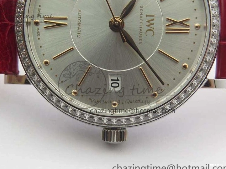 MIROTIME 0215 Portofino Automatic 37 SS M+F 1:1 Best Edition Silver Dial RG Markers on Red Crocodile Strap A Reliable 7154